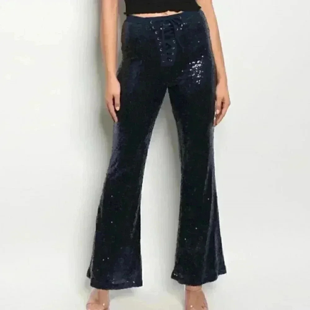 NAVY BLUE SEQUIN PANTS